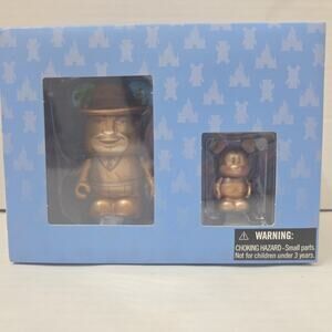 Disney Vinylmation Park #14 Storytellers Walt & Mickey Bronze Statue Set DCA New